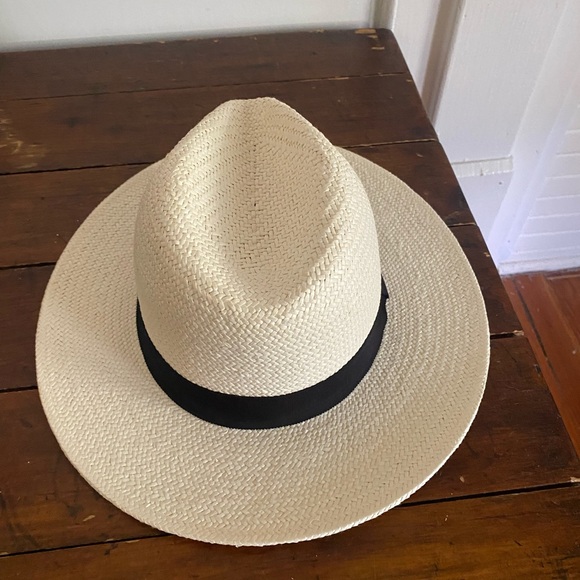 BANANA REPUBLIC | Cream Straw Fedora with Black Band - Picture 5 of 7
